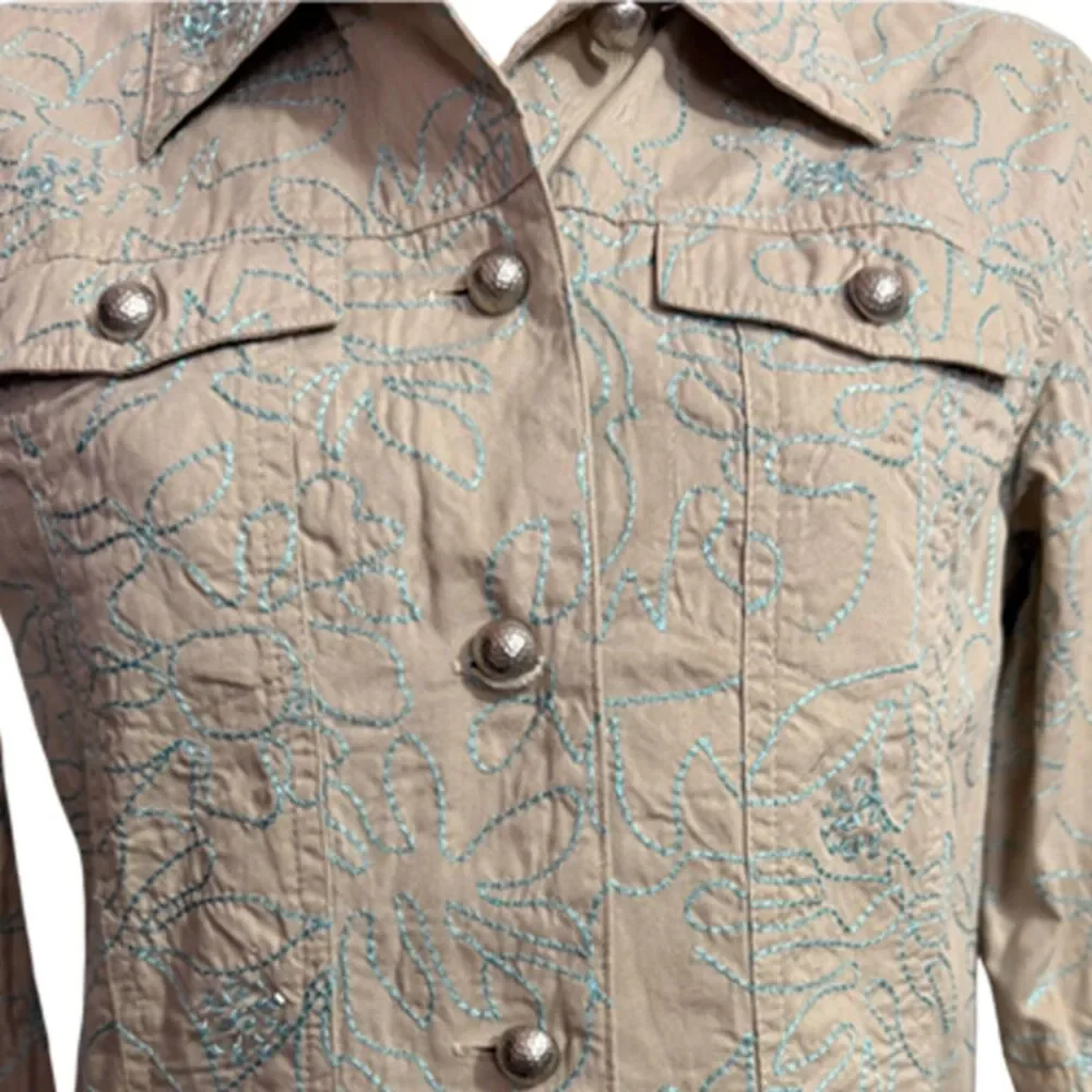 Brandon Thomas Beige Embroidered & beaded Lightweight Top Jacket Size S - Picture 4 of 10